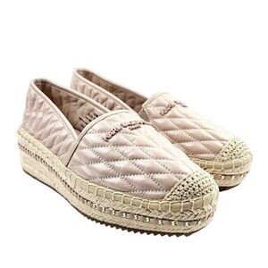 Karl Lagerfeld Paris Desta Quilted Pink Espadrille Slip-On Shoes